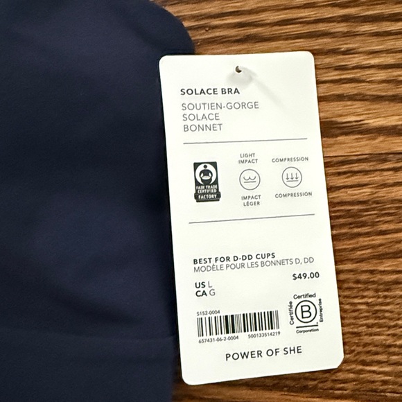 NWT Athleta Solace Navy Bra Size Large Best for D-DD Cups sports bra Strappy - Picture 7 of 9